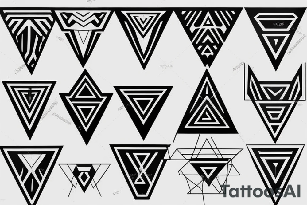 triangular shape optical illusion tattoo idea