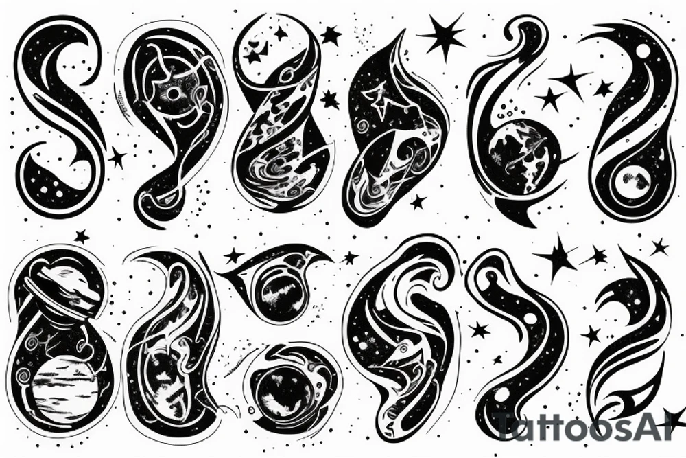 Space black holes sleeve stars planets tattoo idea