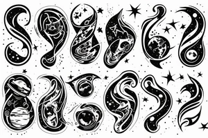 Space black holes sleeve stars planets tattoo idea
