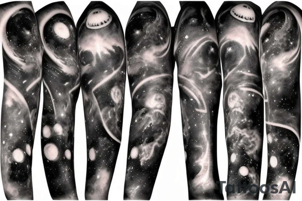 Space black holes sleeve stars planets tattoo idea