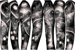 Space black holes sleeve stars planets tattoo idea