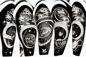 Space black holes half sleeve stars planets tattoo idea