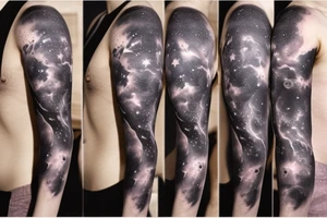 Space black hole half sleeve stars planets tattoo idea