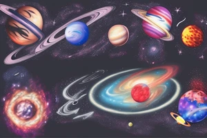 Colorful space black hole planets stars collision tattoo idea