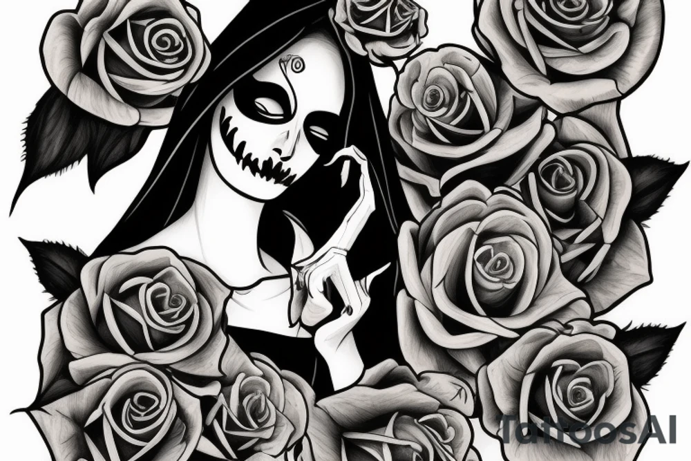Lady grim reaper with rose tattoo idea
