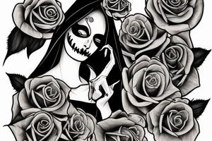 Lady grim reaper with rose tattoo idea
