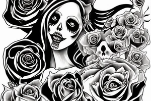 Lady grim reaper with rose tattoo idea
