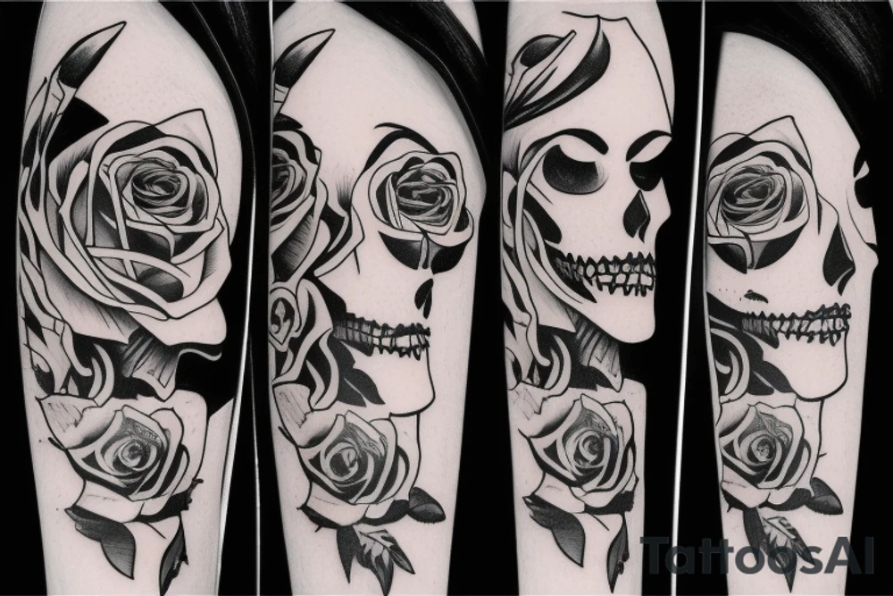 Lady grim reaper with rose tattoo idea
