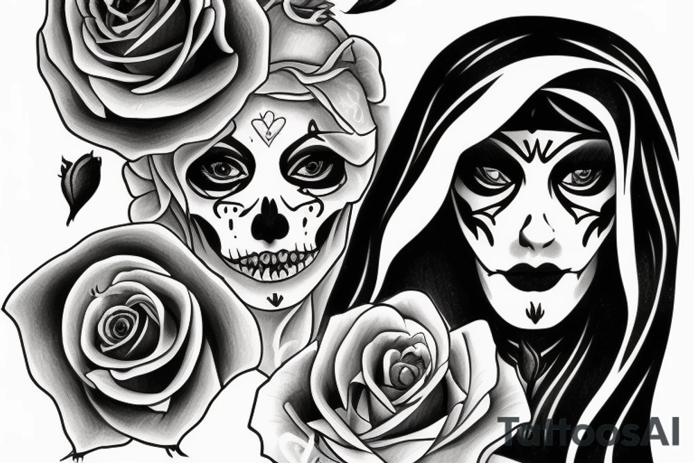 Lady grim reaper with rose tattoo idea