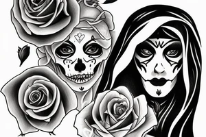 Lady grim reaper with rose tattoo idea
