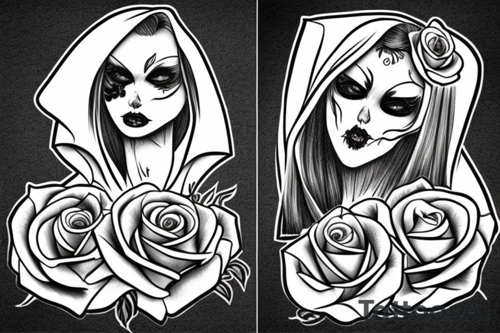 Lady grim reaper with rose scythe tattoo idea
