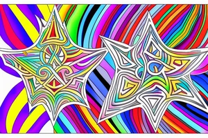 Intricate 5-point star in a rainbow swirl of color tattoo idea