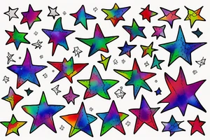 5-point star with rainbow colour tattoo idea