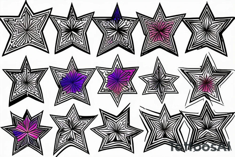 5-point star with rainbow colour tattoo idea