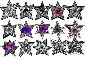 5-point star with rainbow colour tattoo idea