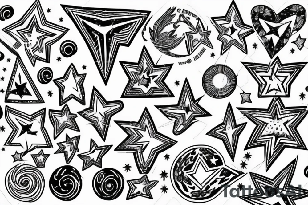 5-point star with rainbow colour tattoo idea