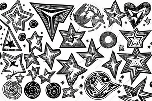 5-point star with rainbow colour tattoo idea