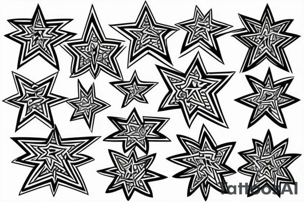 5-point star with rainbow colour tattoo idea