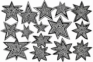 5-point star with rainbow colour tattoo idea