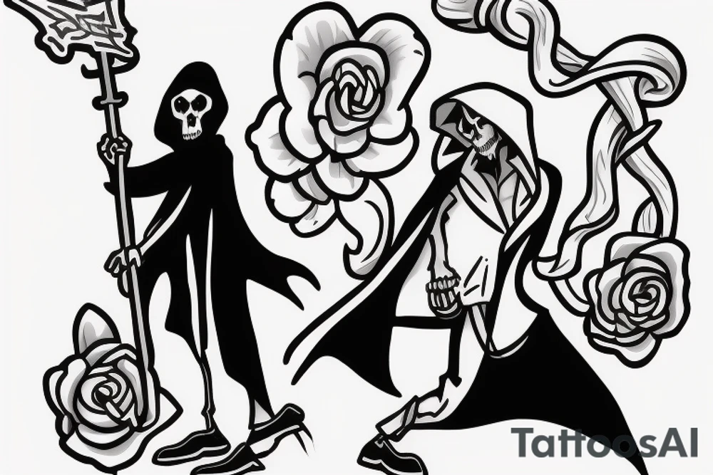 grim reaper carrying briefcase tattoo idea