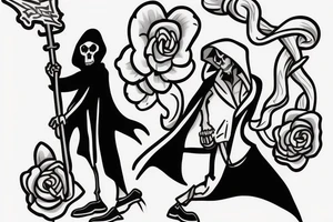 grim reaper carrying briefcase tattoo idea