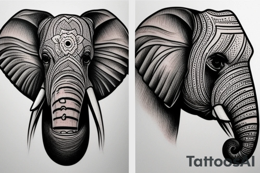 Realistic African elephant head tattoo idea