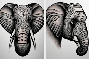 Realistic African elephant head tattoo idea