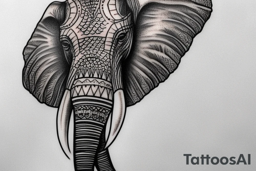 Realistic African elephant head tattoo idea