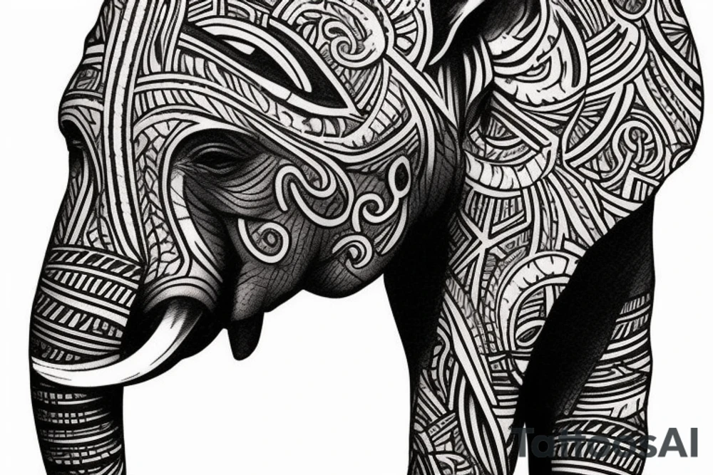 African elephant head tattoo idea