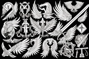 sword with wings on the side on the chest tattoo idea