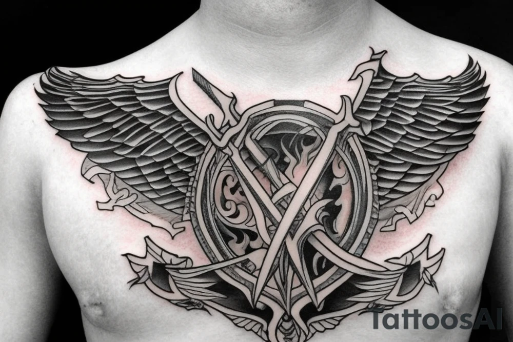 sword with wings on the side on the chest tattoo idea sword with wings on the side on the chest tattoo idea