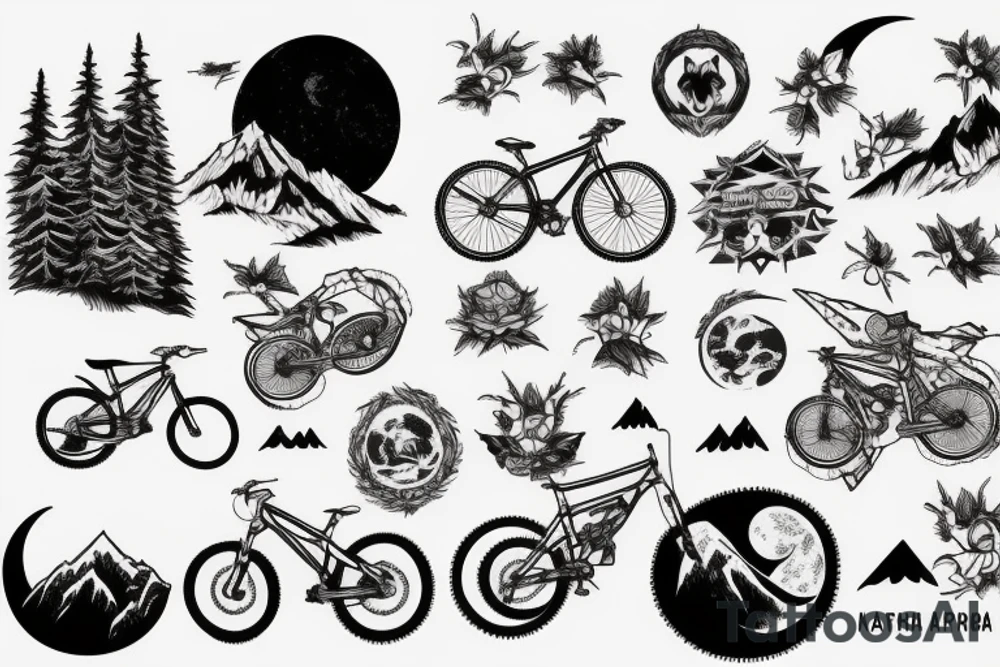 Mountain bike Akira Forest Moon tattoo idea