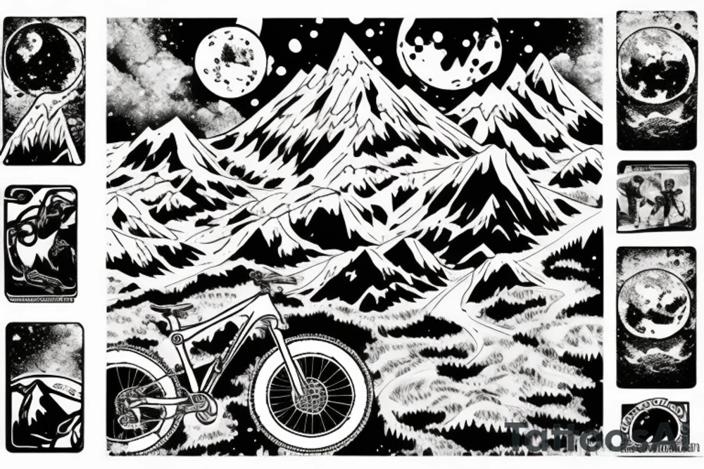 Mountain bike Akira Forest Moon tattoo idea
