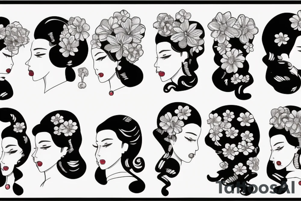 Finger waves, flowers tattoo idea