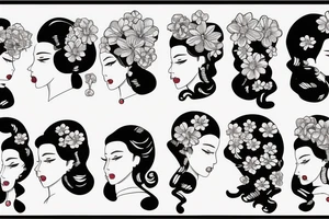 Finger waves, flowers tattoo idea
