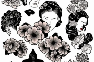 Finger waves, flowers tattoo idea