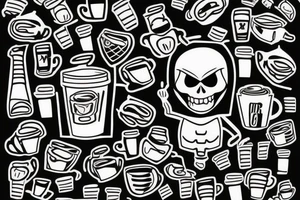 Skeleton with hoodie drinking coffee tattoo idea