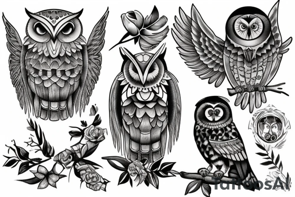 Athena and Owl tattoo idea