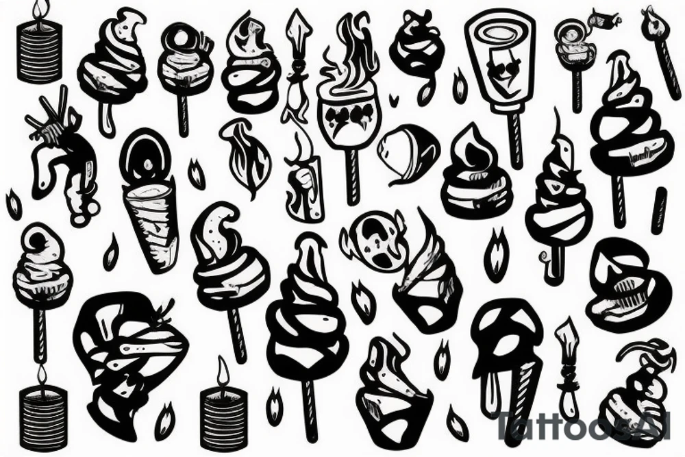 Candle on top of a nail in a X pattern tattoo idea