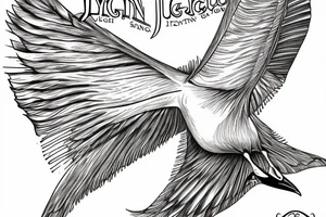 the cover of jonathan livingston seagull book with high tech motives tattoo idea