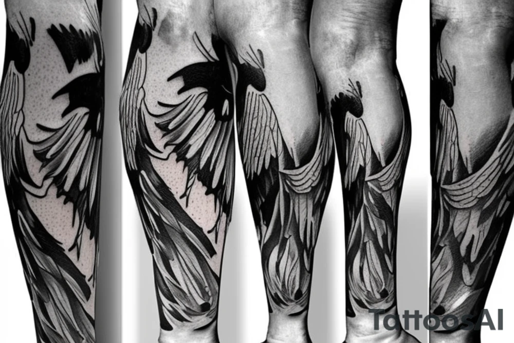 biblical angel leg peoce tattoo idea