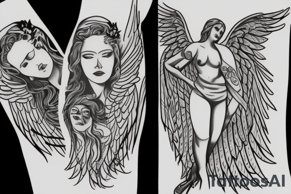 biblically accurate angel full leg peice tattoo idea