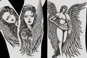 biblically accurate angel full leg peice tattoo idea