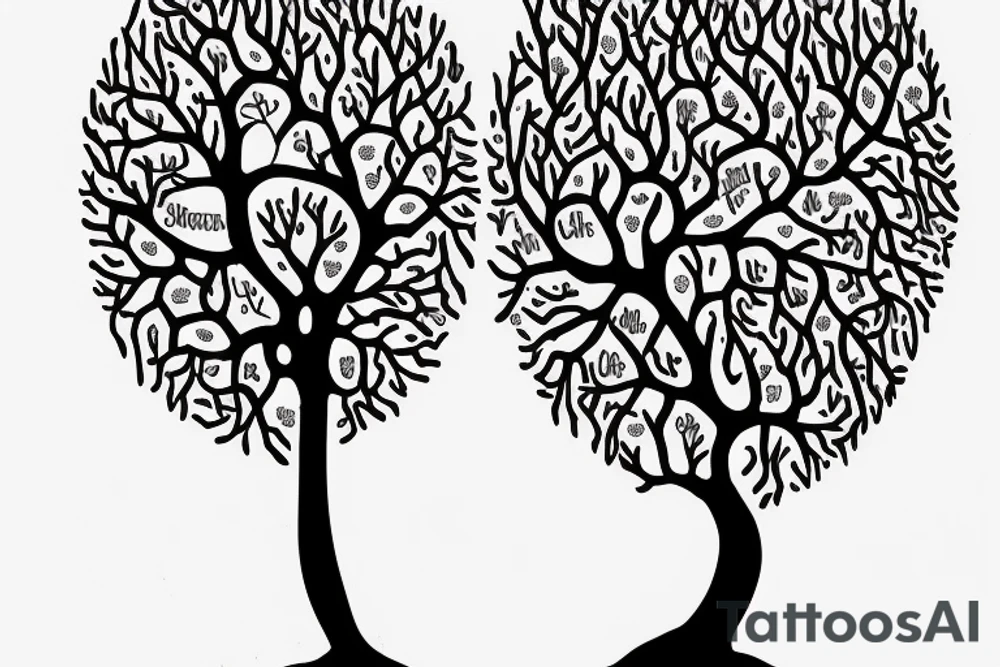 A wine glass that has a tree growing in it and the objects take shape as their own respective nouns tattoo idea