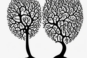 A wine glass that has a tree growing in it and the objects take shape as their own respective nouns tattoo idea