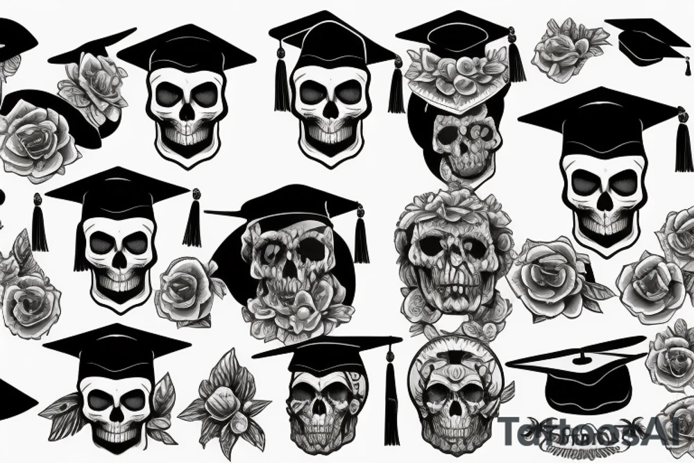 skull in graduation cap tattoo idea
