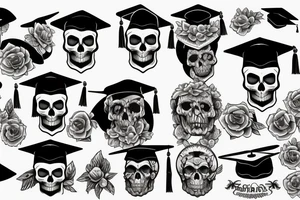 skull in graduation cap tattoo idea
