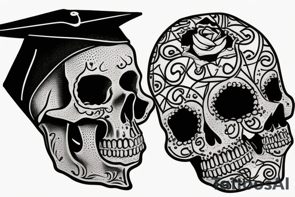 skull in graduation cap tattoo idea