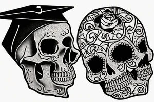skull in graduation cap tattoo idea