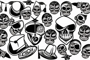 skull in graduation cap with dagger tattoo idea
